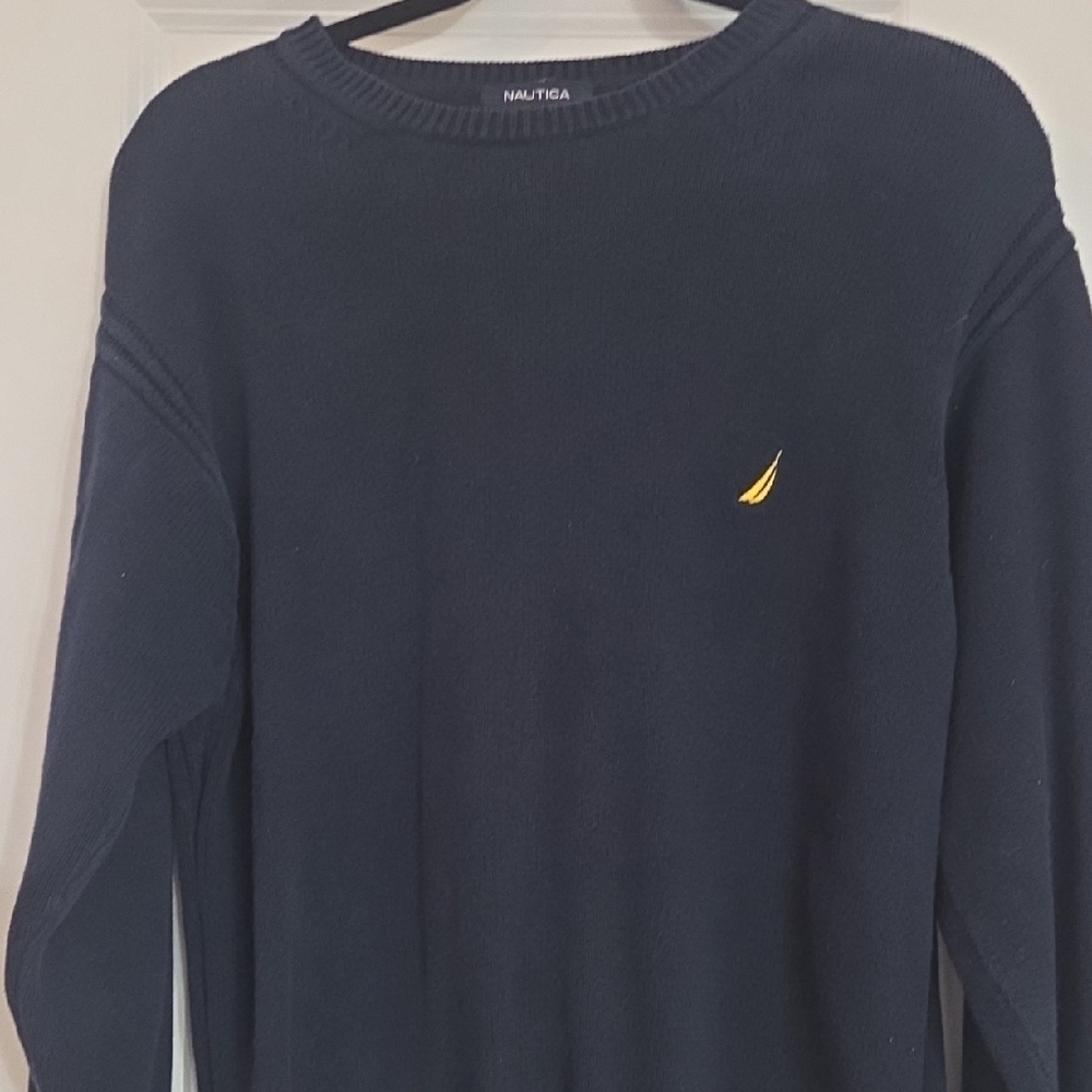 Vintage Nautica Men's Dark Blue Crewneck Sweater. *Price Is Firm*